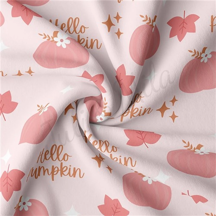 Pumpkin Fall Double Brushed Polyester Fabric Jersey Stretchy Soft Polyester Stretch Fabric