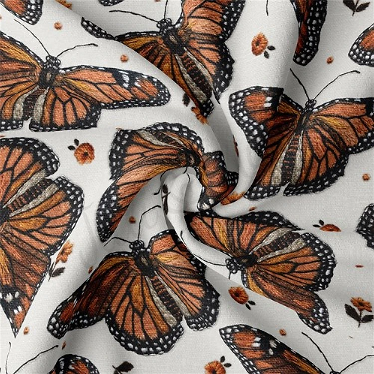 Butterflies Butterfly Double Brushed Polyester Fabric Jersey Stretchy Soft Polyester Stretch Fabric