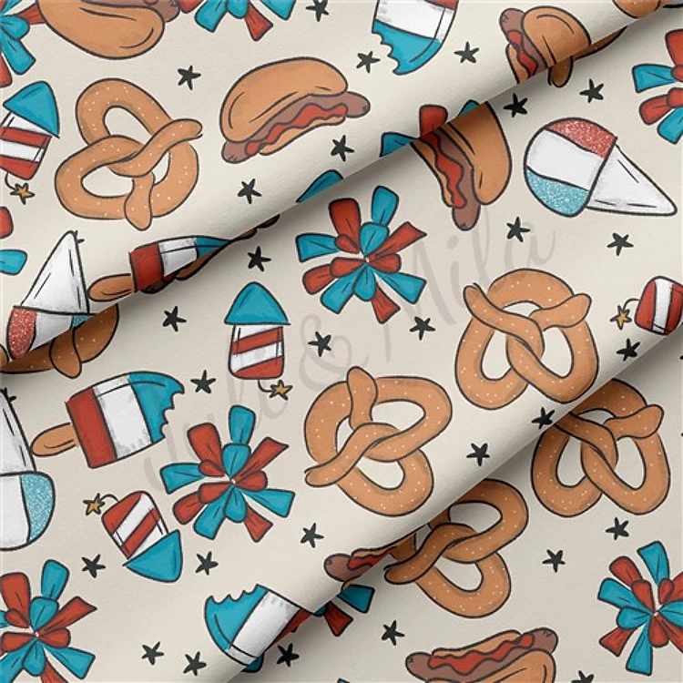 4th of July Patriotic Double Brushed Polyester Fabric Jersey Stretchy Soft Polyester Stretch Fabric