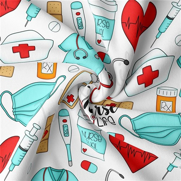 Nurse Double Brushed Polyester Fabric Jersey Stretchy Soft Polyester Stretch Fabric