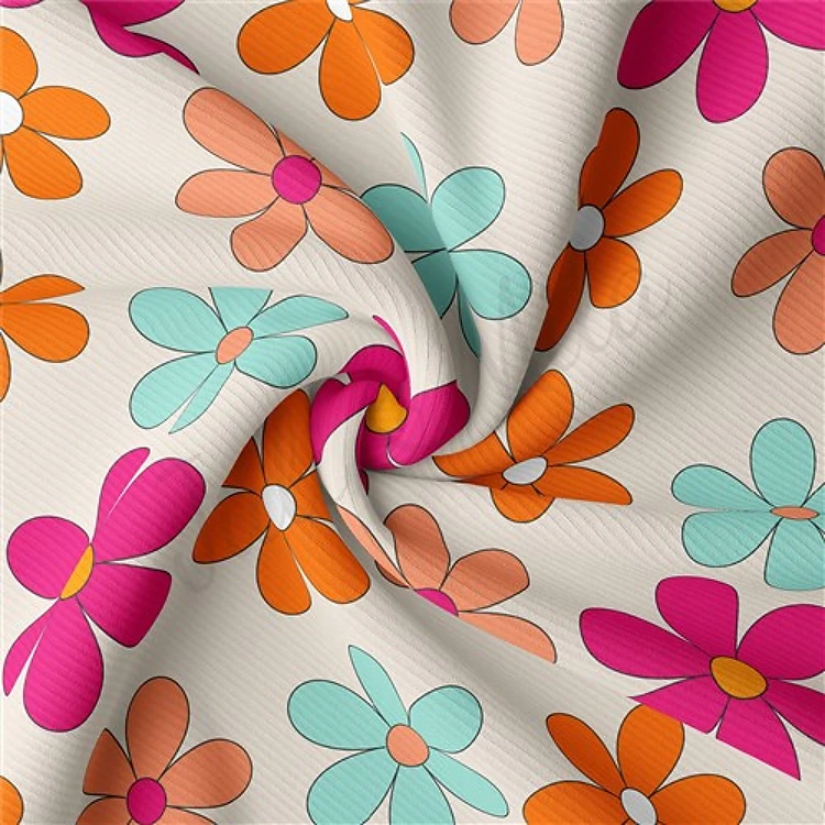 Floral Rib Knit Fabric, RBK1570 & Get a Free $89.99 Embroidery Bundle