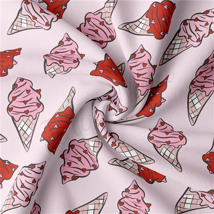 Valentine's Day Double Brushed Polyester Fabric Jersey Stretchy Soft Polyester Stretch Fabric
