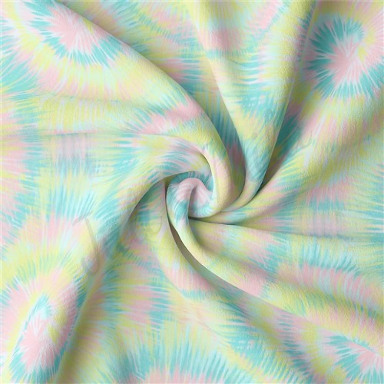 Tie Dye Double Brushed Polyester Fabric Jersey Stretchy Soft Polyester Stretch Fabric