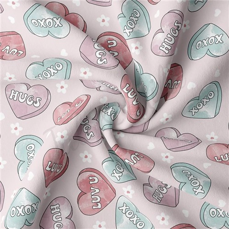 Valentine's Day Double Brushed Polyester Fabric Jersey Stretchy Soft Polyester Stretch Fabric