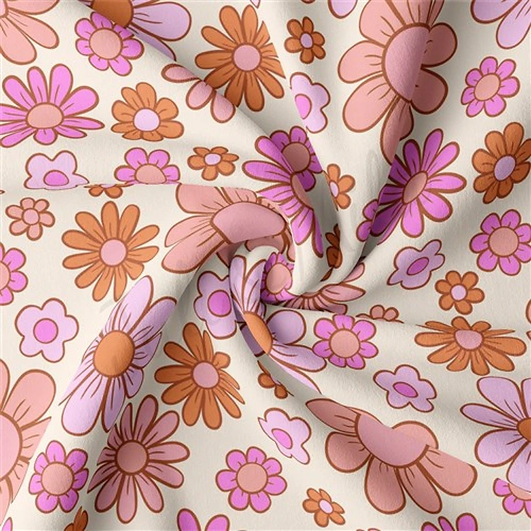 Floral Double Brushed Polyester Fabric Jersey Stretchy Soft Polyester Stretch Fabric