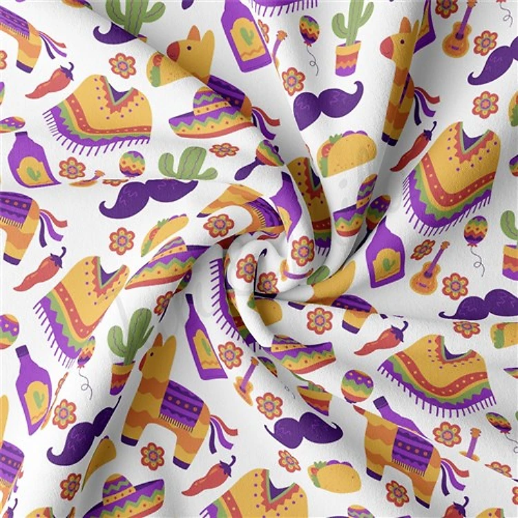 Cinco De Mayo Double Brushed Polyester Fabric Jersey Stretchy Soft Polyester Stretch Fabric