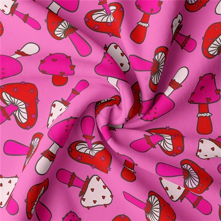 Valentine's Day Double Brushed Polyester Fabric Jersey Stretchy Soft Polyester Stretch Fabric