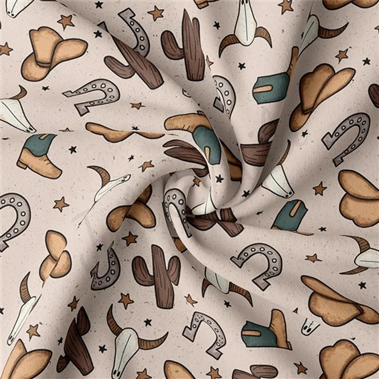 Boho Western Double Brushed Polyester Fabric Jersey Stretchy Soft Polyester Stretch Fabric