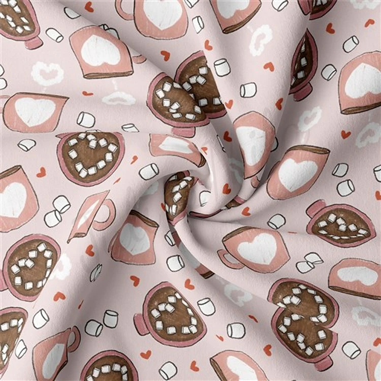 Valentine's Day Double Brushed Polyester Fabric Jersey Stretchy Soft Polyester Stretch Fabric
