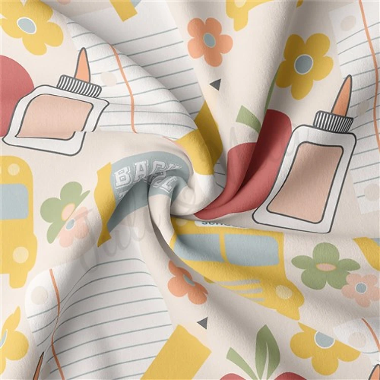 Back to School Double Brushed Polyester Fabric Jersey Stretchy Soft Polyester Stretch Fabric