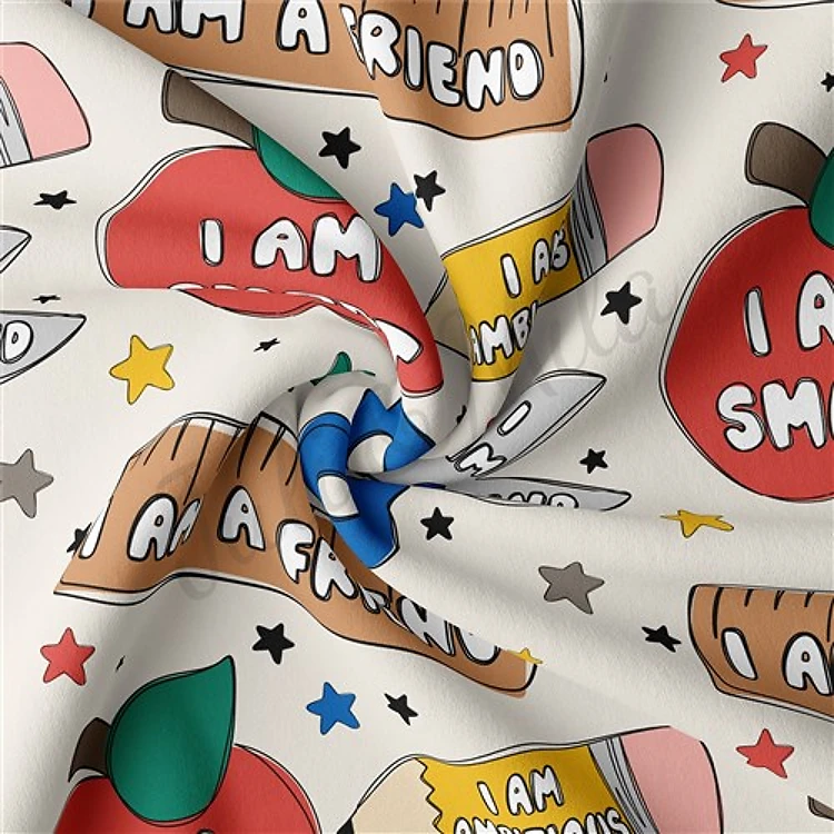 Back to School Double Brushed Polyester Fabric Jersey Stretchy Soft Polyester Stretch Fabric