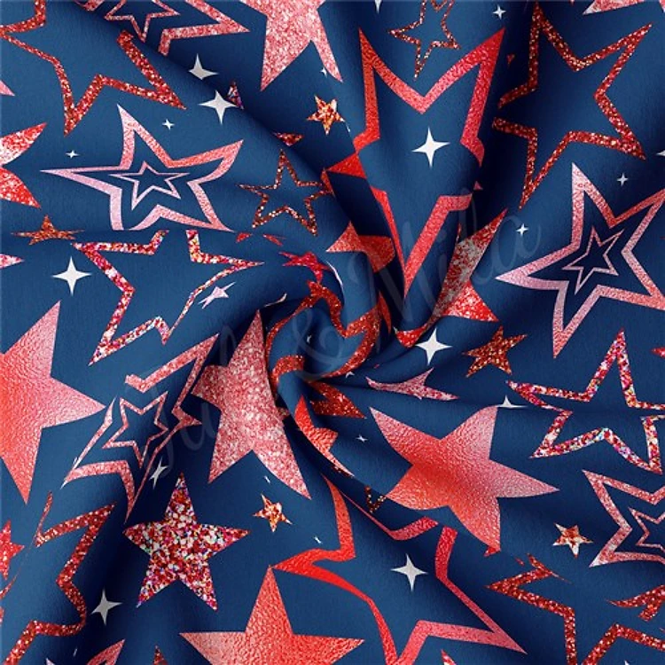 4th of July Patriotic Double Brushed Polyester Fabric Jersey Stretchy Soft Polyester Stretch Fabric