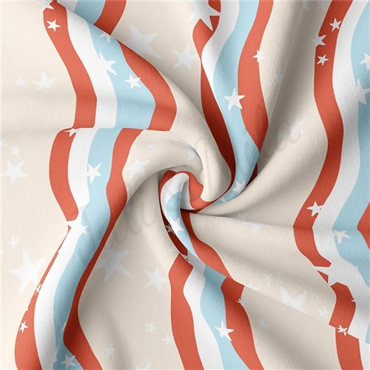 4th of July Patriotic Double Brushed Polyester Fabric Jersey Stretchy Soft Polyester Stretch Fabric