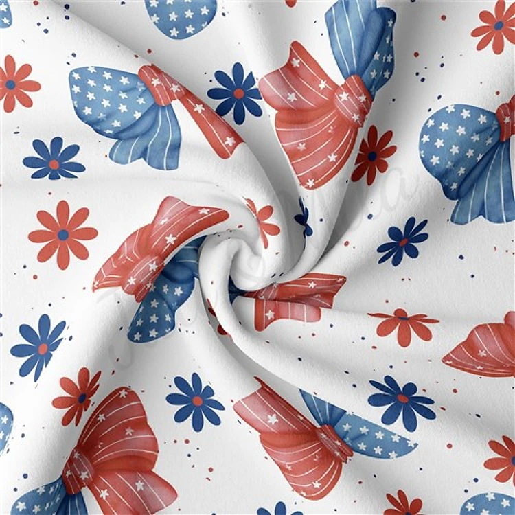 4th of July Patriotic Double Brushed Polyester Fabric Jersey Stretchy Soft Polyester Stretch Fabric