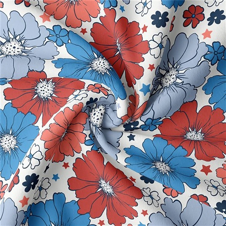 4th of July Patriotic Double Brushed Polyester Fabric Jersey Stretchy Soft Polyester Stretch Fabric