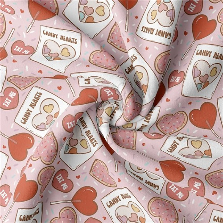 Valentine's Day Double Brushed Polyester Fabric Jersey Stretchy Soft Polyester Stretch Fabric