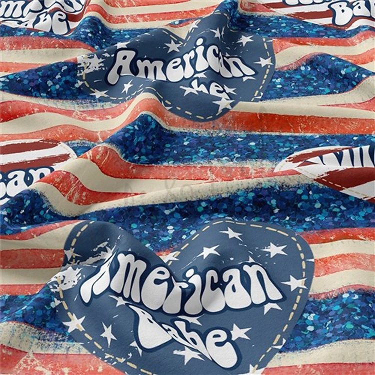 4th of July Patriotic Double Brushed Polyester Fabric Jersey Stretchy Soft Polyester Stretch Fabric