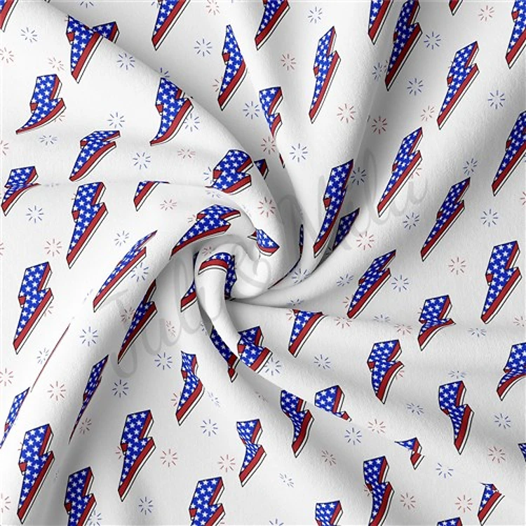 4th of July Patriotic Double Brushed Polyester Fabric Jersey Stretchy Soft Polyester Stretch Fabric