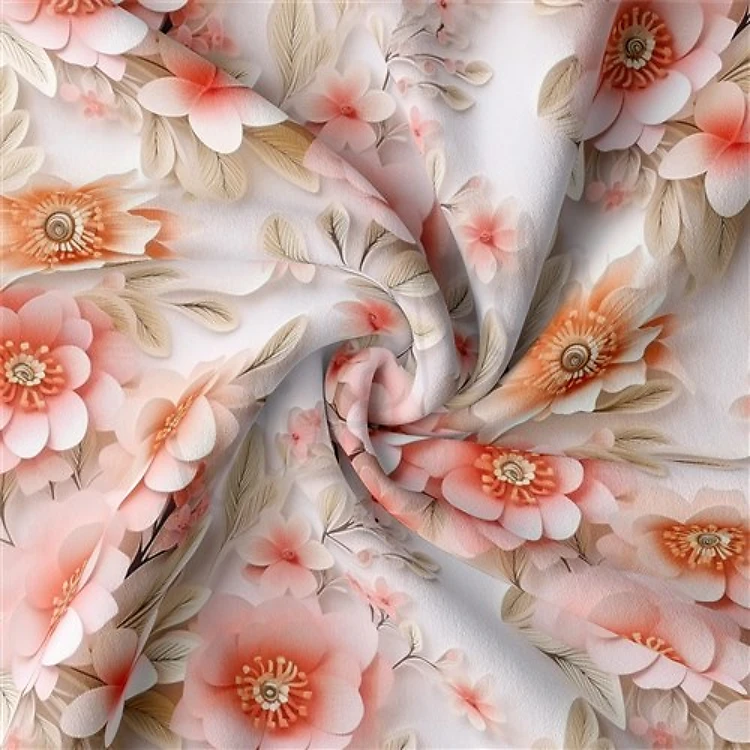 Embroidery Floral Double Brushed Polyester Fabric Jersey Stretchy Soft Polyester Stretch Fabric