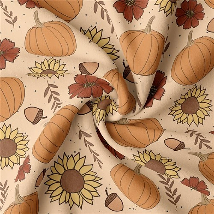 Halloween Fall Double Brushed Polyester Fabric Jersey Stretchy Soft Polyester Stretch Fabric