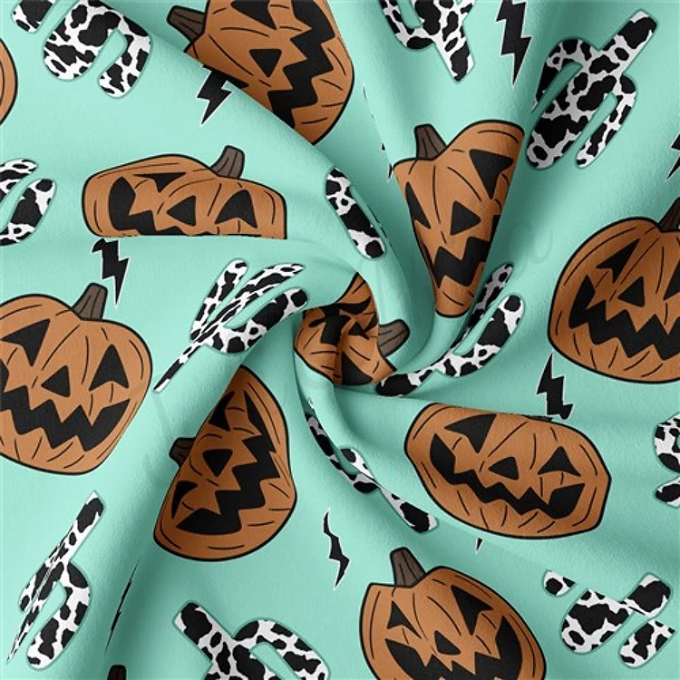 Halloween Fall Double Brushed Polyester Fabric Jersey Stretchy Soft Polyester Stretch Fabric