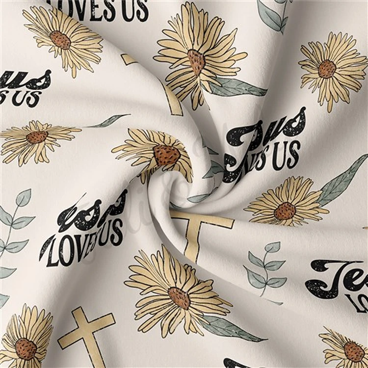 Jesus Loves Us Double Brushed Polyester Fabric Jersey Stretchy Soft Polyester Stretch Fabric
