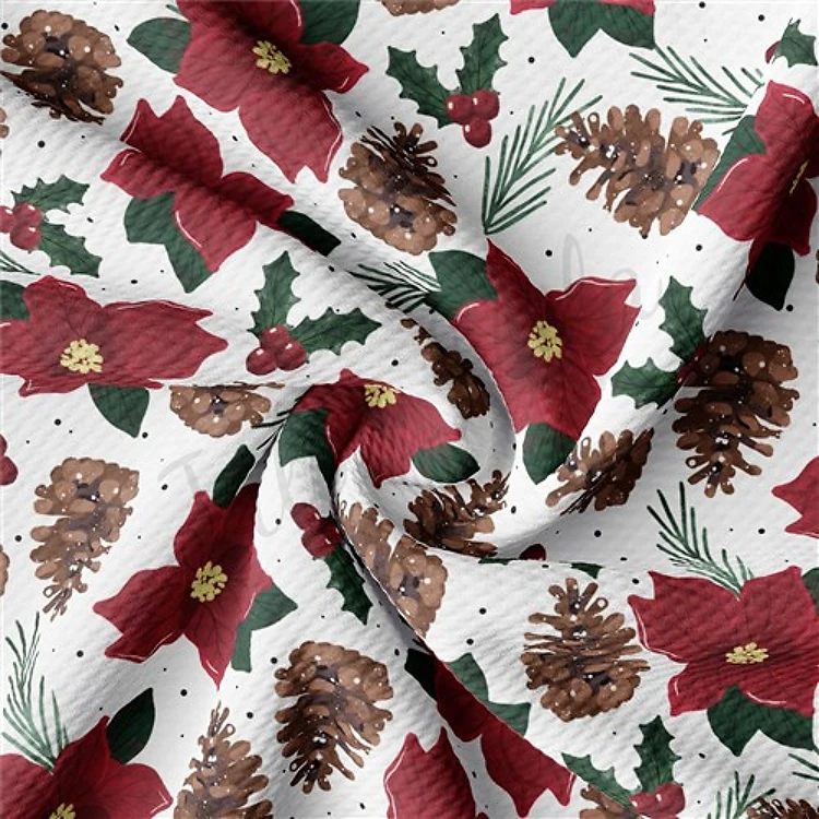 Christmas Printed Liverpool Bullet Textured Stretch Solid Strip Thick Knit Jersey Fabric