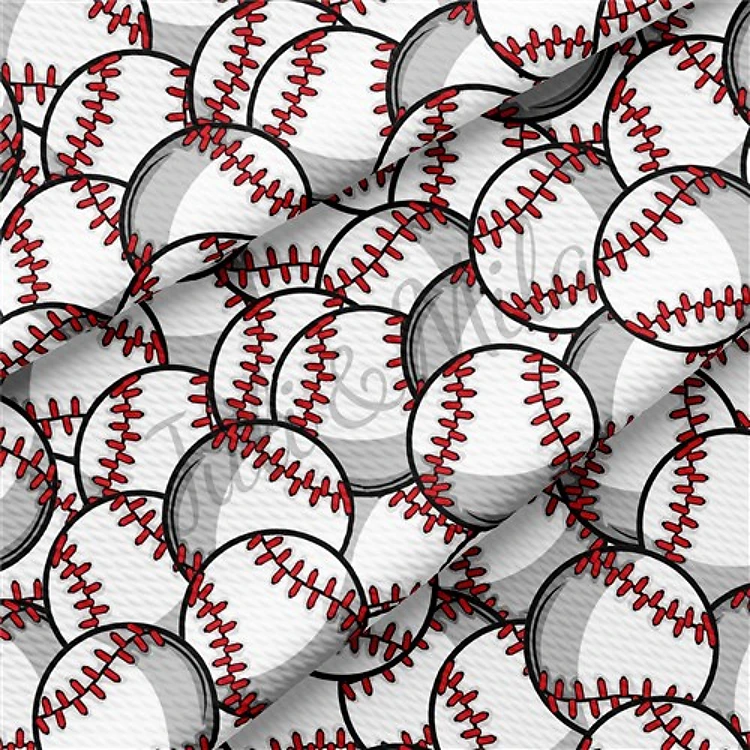 Baseball Printed Liverpool Bullet Textured Stretch Solid Strip Thick Knit Jersey Fabric