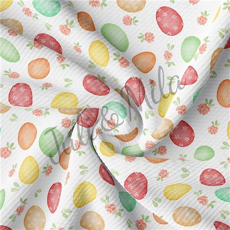 Easter Printed Liverpool Fabric Egg Bunny Pastel(E49) & Get a Free $89.99 Embroidery Bundle
