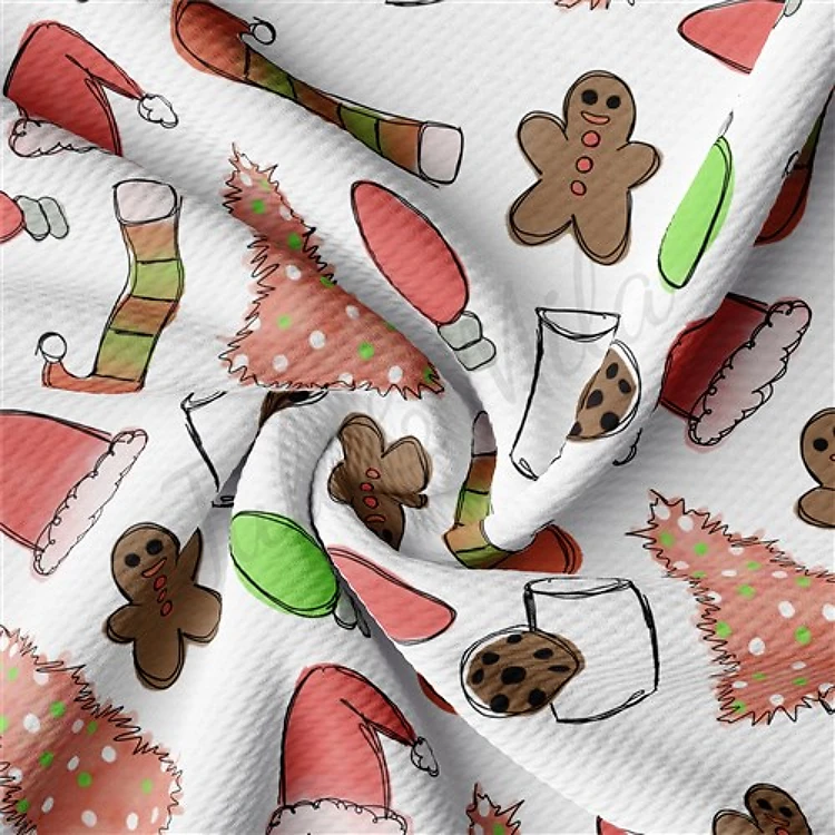 Christmas Printed Liverpool Bullet Textured Stretch Solid Strip Thick Knit Jersey Fabric