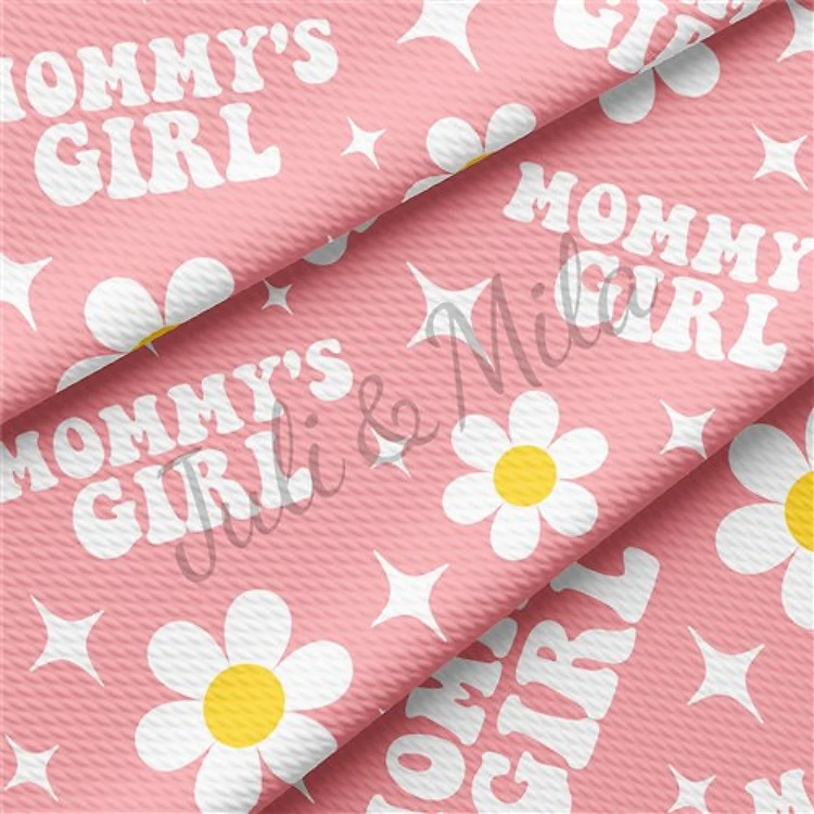Mommy's Girl Printed Liverpool Bullet Textured Stretch Solid Strip Thick Knit Jersey Fabric