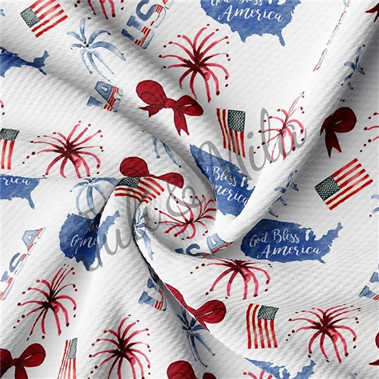 Patriotic 4th of July Printed Liverpool USA Flag (PT & Get a Free $89.99 Embroidery Bundle