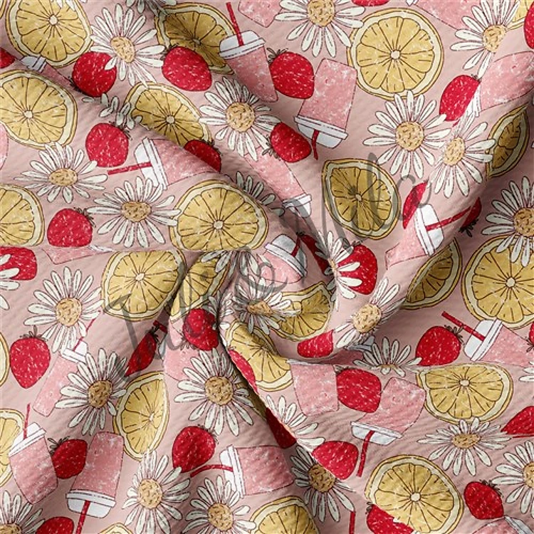 Summer Orange Printed Liverpool 4 Way Fabric orange2 & Get a Free $89.99 Embroidery Bundle