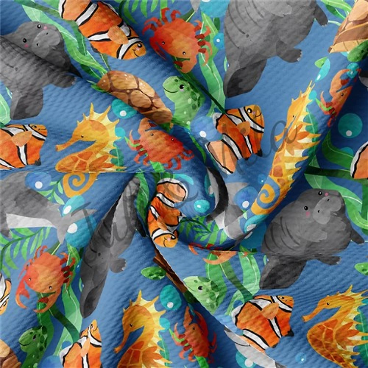 Printed Liverpool Fabric seainhabitants2 & Get a Free $89.99 Embroidery Bundle