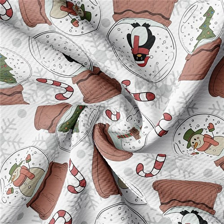 Christmas Printed Liverpool Bullet Textured Stretch Solid Strip Thick Knit Jersey Fabric