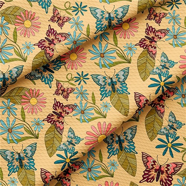 Retro Butterflies Smile Printed Liverpool Bullet Bow (Floral83) & Get a Free $89.99 Embroidery Bundle