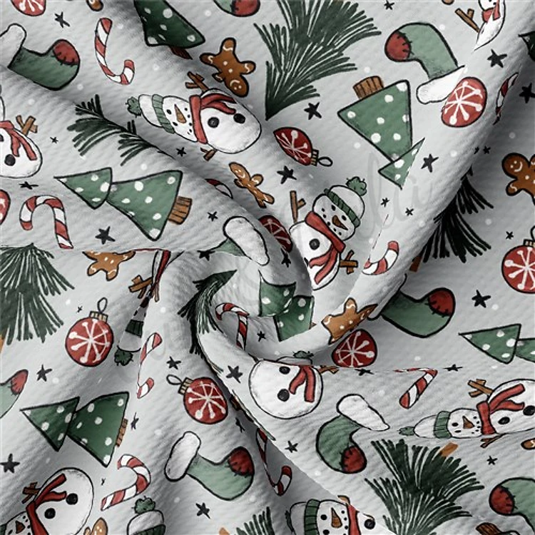 Christmas Printed Liverpool Bullet Textured Stretch Solid Strip Thick Knit Jersey Fabric
