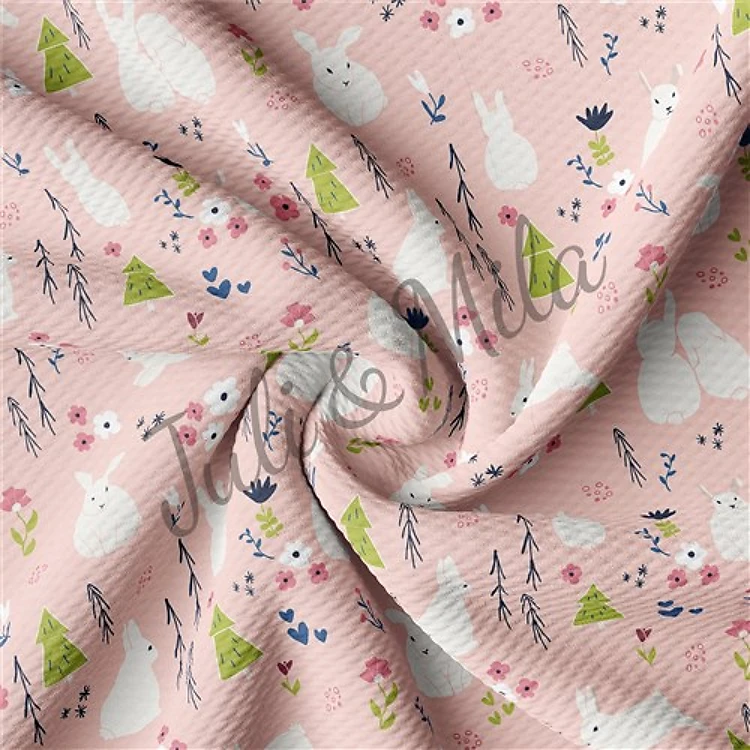 Easter Printed Liverpool Fabric Egg Bunny Pastel(E15) & Get a Free $89.99 Embroidery Bundle