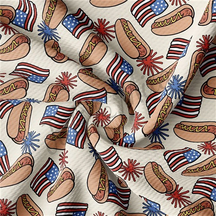 Patriotic 4th of July Printed Liverpool Fabric AA348 & Get a Free $89.99 Embroidery Bundle