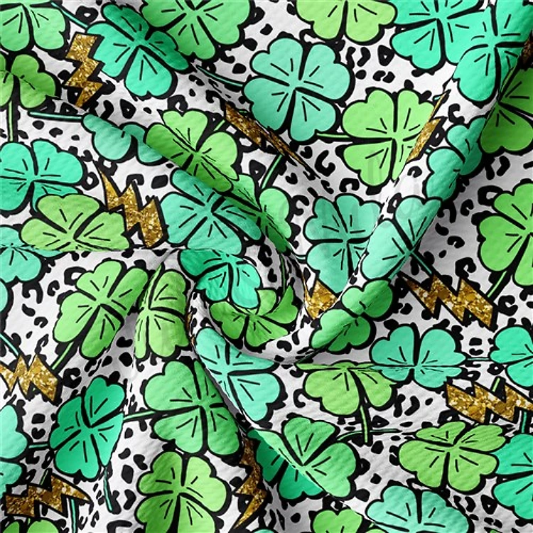 St. Patrick's Day Printed Liverpool Bullet Textured Stretch Solid Strip Thick Knit Jersey Fabric