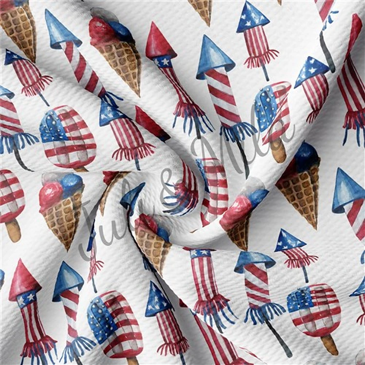 Patriotic 4th of July Printed Liverpool USA Flag (PT & Get a Free $89.99 Embroidery Bundle