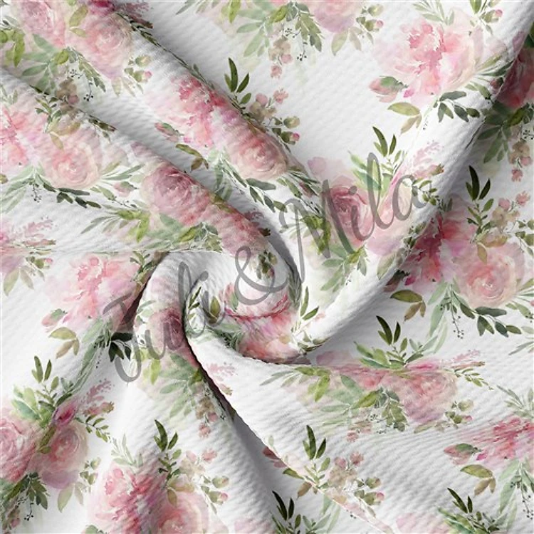 Printed Floral Liverpool Fabric Bow Floral (F19) & Get a Free $89.99 Embroidery Bundle