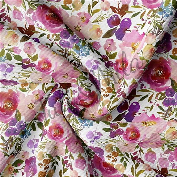 Printed Floral Liverpool Fabric Bow Floral (F27) & Get a Free $89.99 Embroidery Bundle