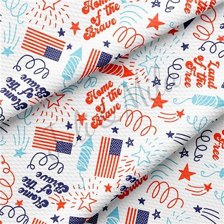 Patriotic 4th of July Printed Liverpool USA Flag (PT54) TBP102 & Get a Free $89.99 Embroidery Bundle