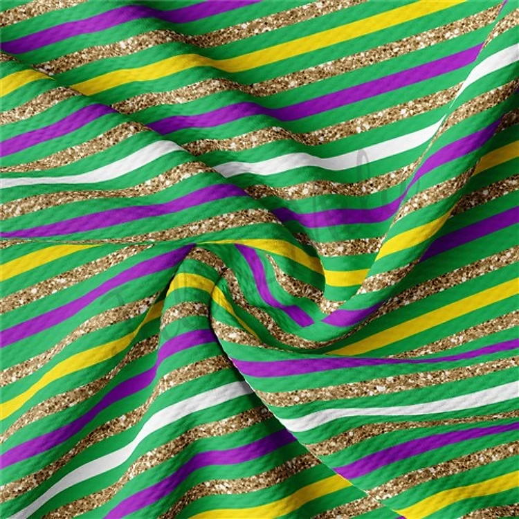 Mardi Gras Stripes14 Liverpool Bullet Textured Stretch Solid Strip Thick Knit Jersey Fabric