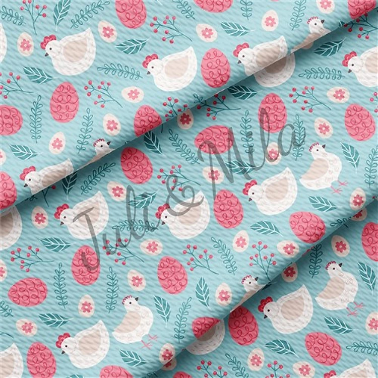 Easter Printed Liverpool Fabric Egg Bunny Pastel(E42) & Get a Free $89.99 Embroidery Bundle