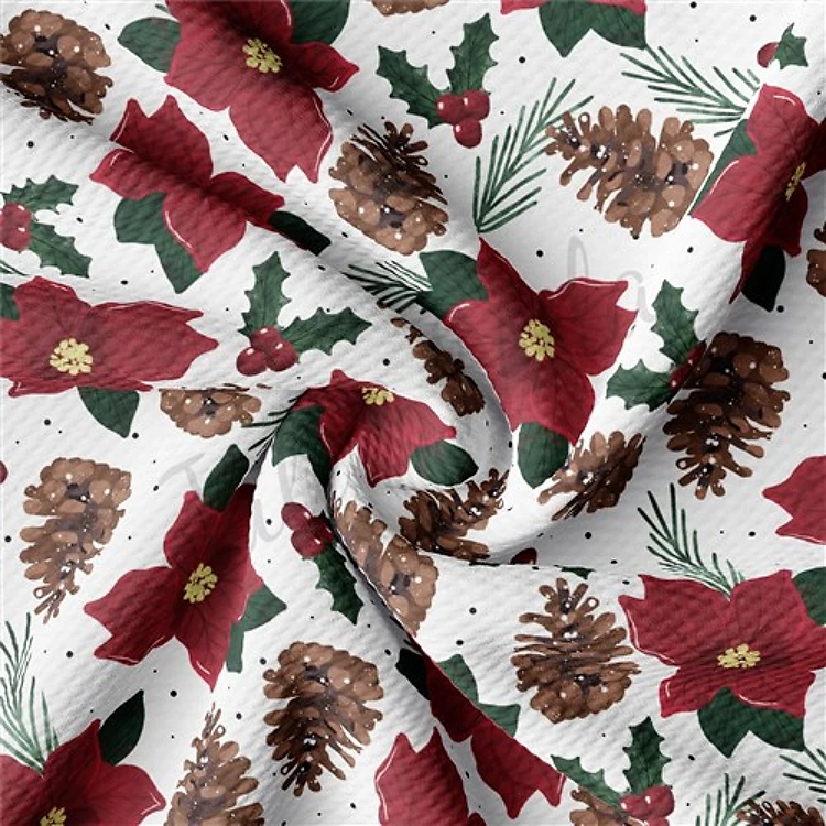 Christmas Printed Liverpool Bullet Textured Stretch Solid Strip Thick Knit Jersey Fabric