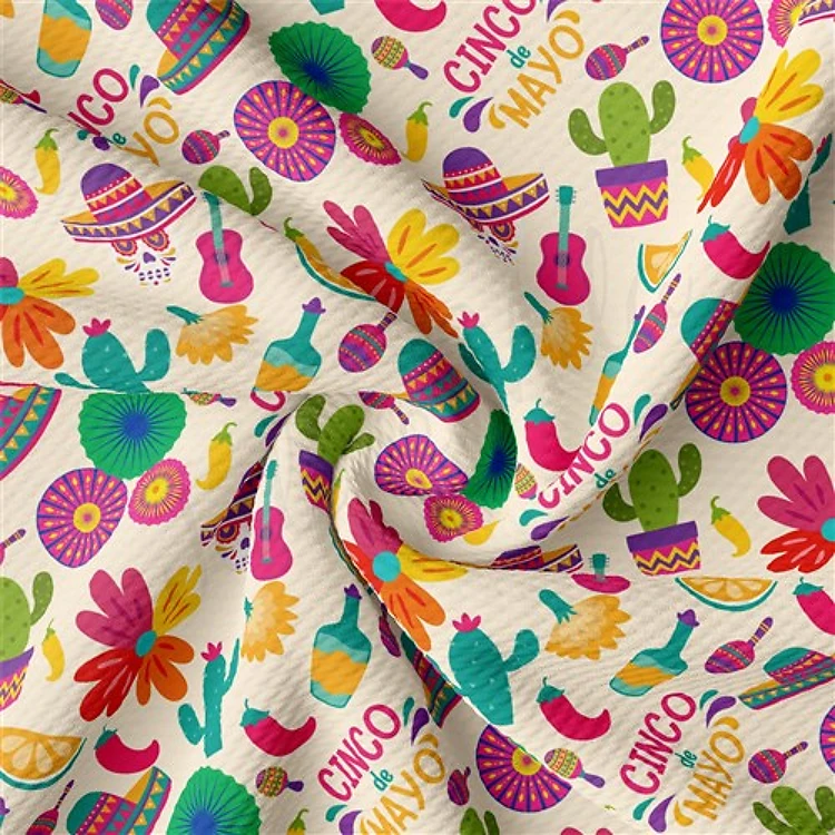Cinco De May Mexico Serape Liverpool Bullet Textured Stretch Solid Strip Thick Knit Jersey Fabric