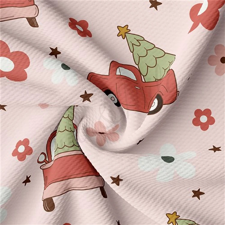 Christmas Printed Liverpool Bullet Textured Stretch Solid Strip Thick Knit Jersey Fabric