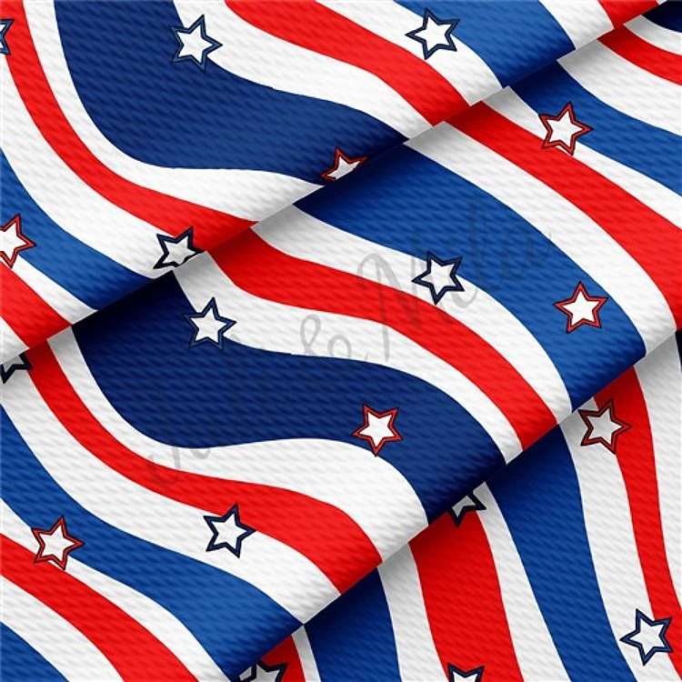 Patriotic 4th of July TBP102 Liverpool Bullet Textured Stretch Solid Strip Thick Knit Jersey Fabric